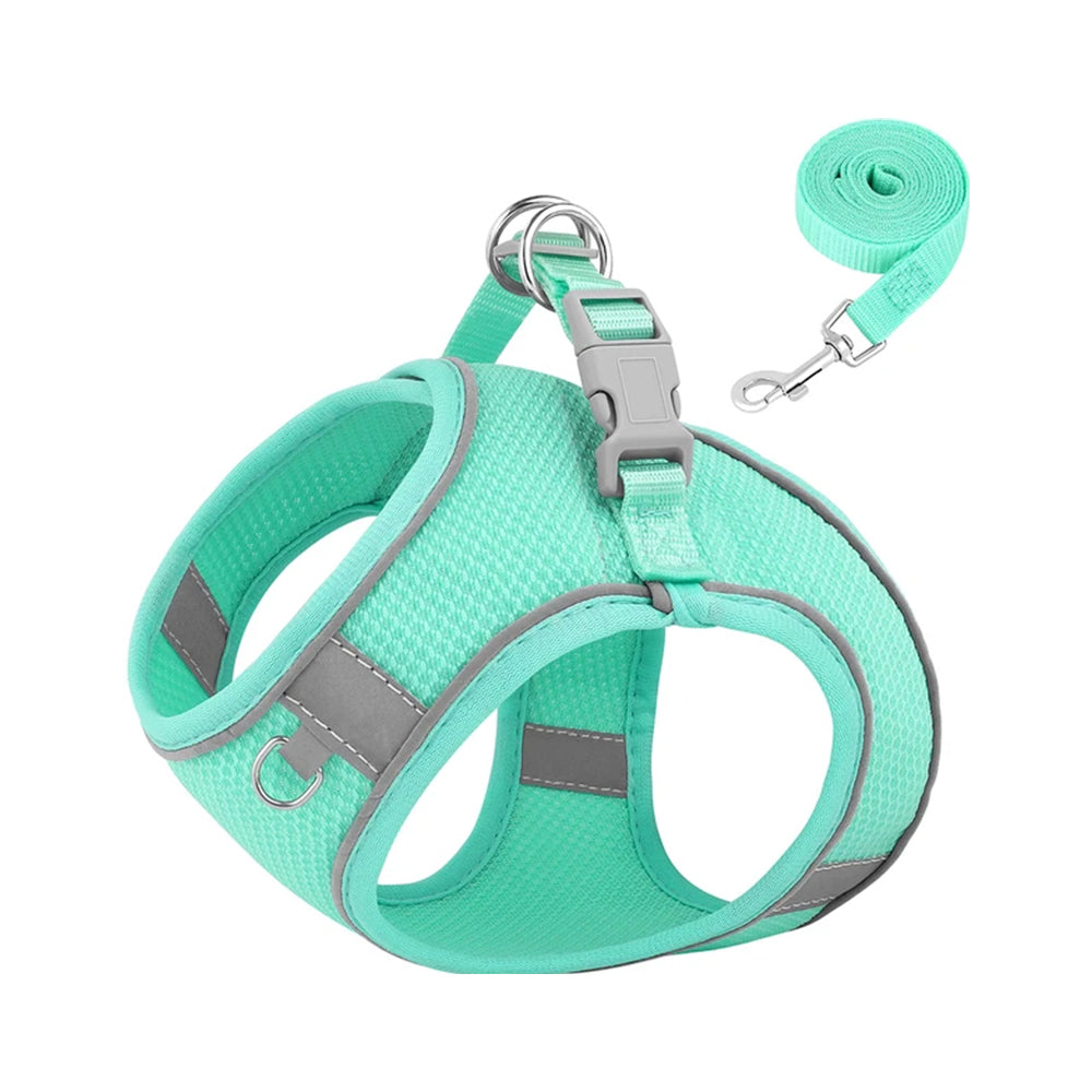 Small Pets Breathable Mesh Harness With Leash