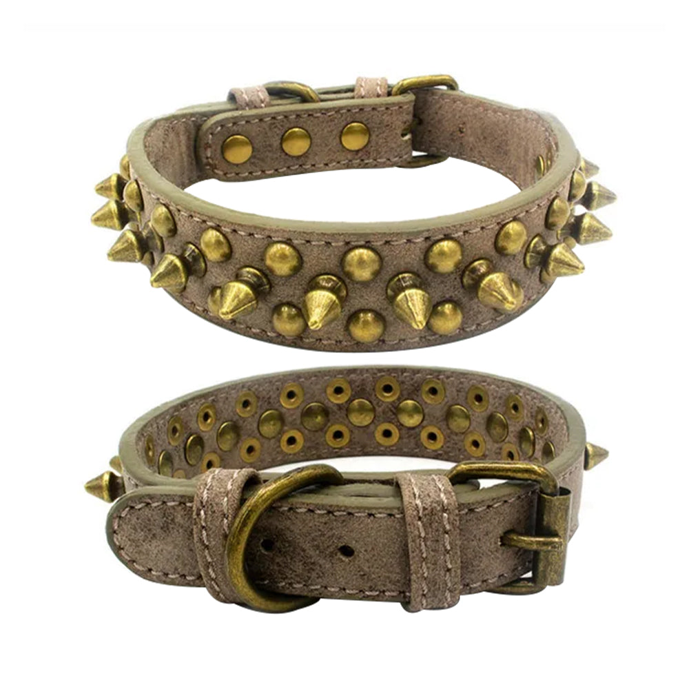 Retro Rivet Studded Spike Collar