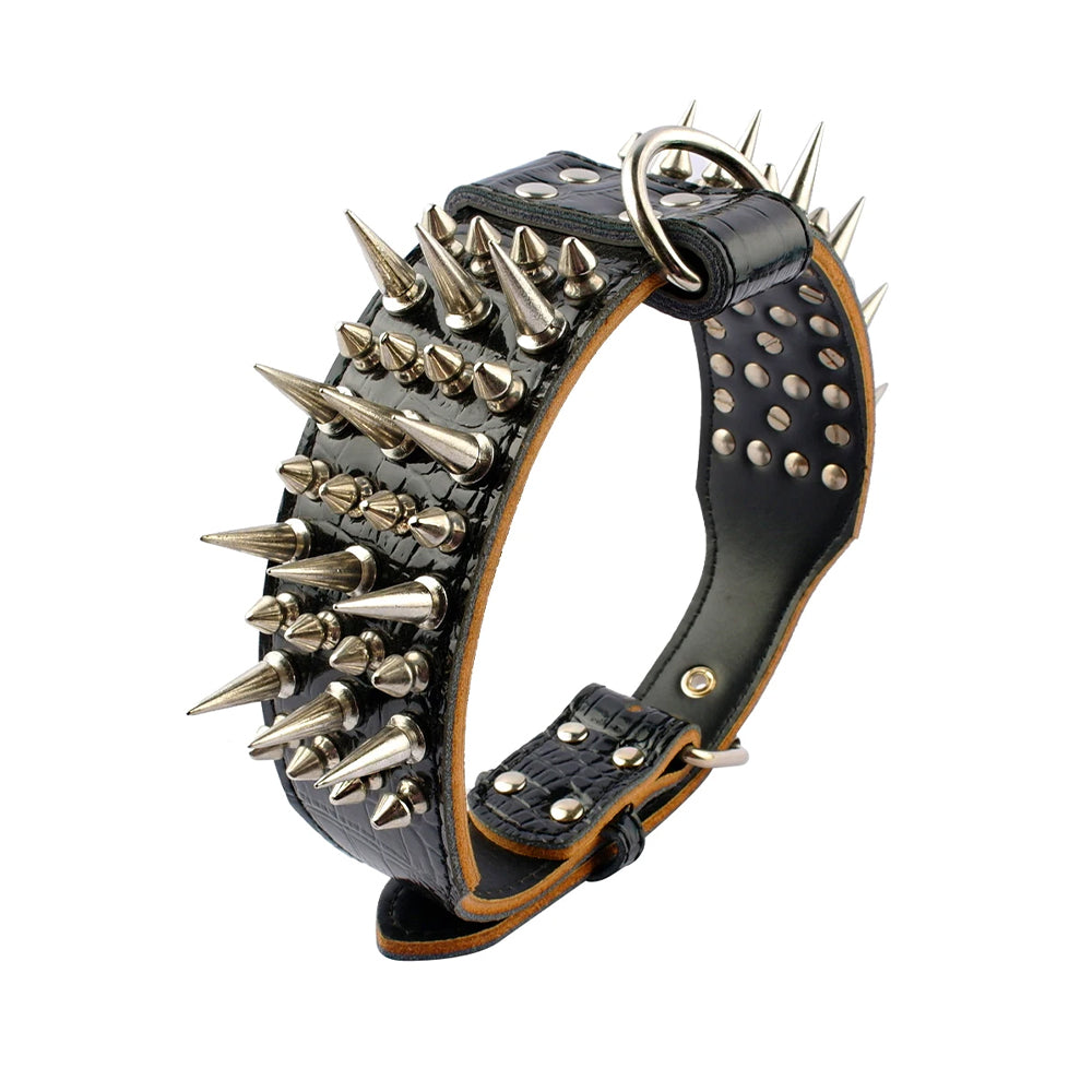 2" Wide Cool Sharp Studded Spike Collar