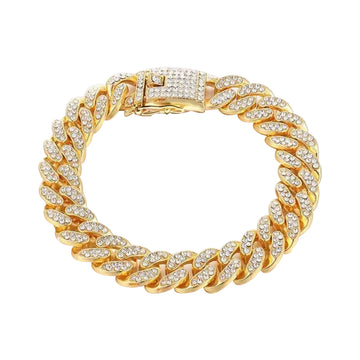 Stainless Steel Cuban Chain Luxury Rhinestone Collar