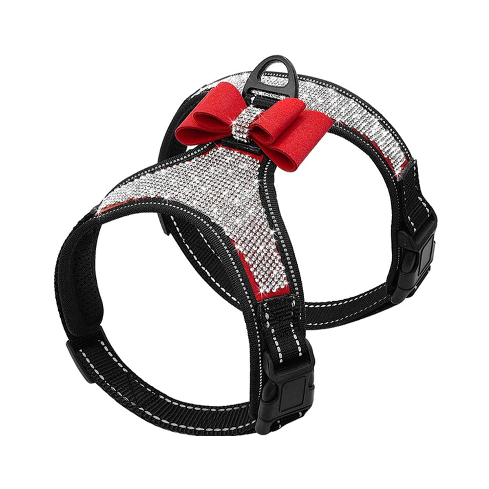 Bling Bowknot Pets Rhinestone Harness