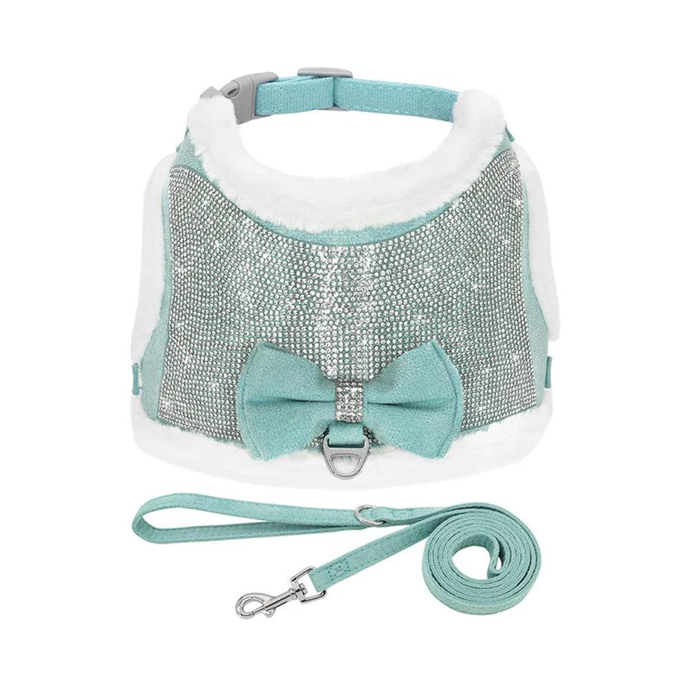 Bowknot Soft Rhinestone Harness With Leash