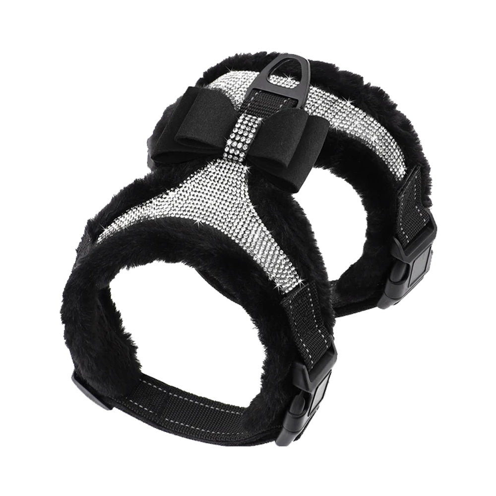 Bowknot Winter Soft Pets Rhinestone Harness