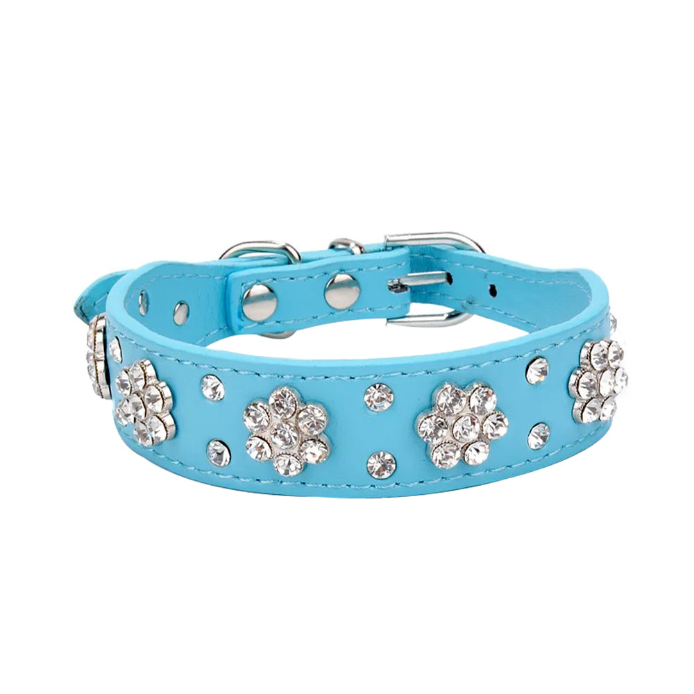 Shiny Flower Durable Pet Rhinestone Collar