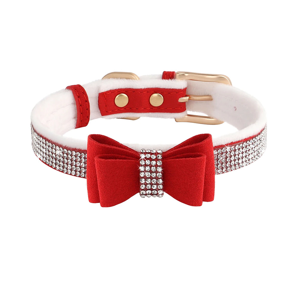 BowKnot Soft Padded Dazzling Pet Rhinestone Collar