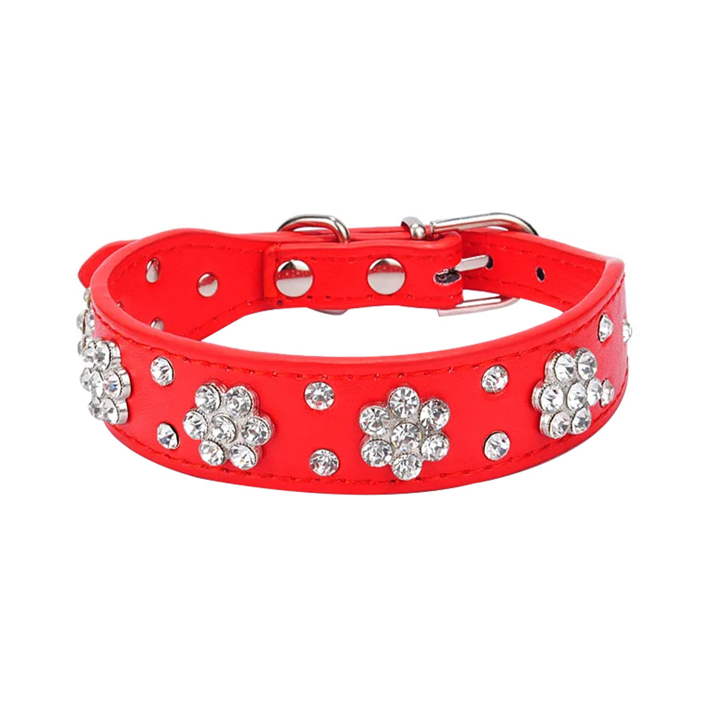 Shiny Flower Durable Pet Rhinestone Collar