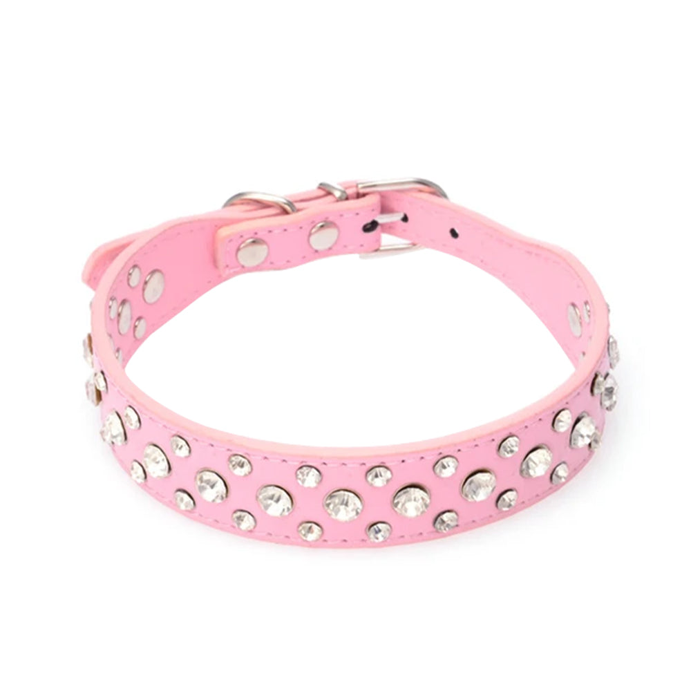 Solid Patterned Studded Pet Rhinestone Collar