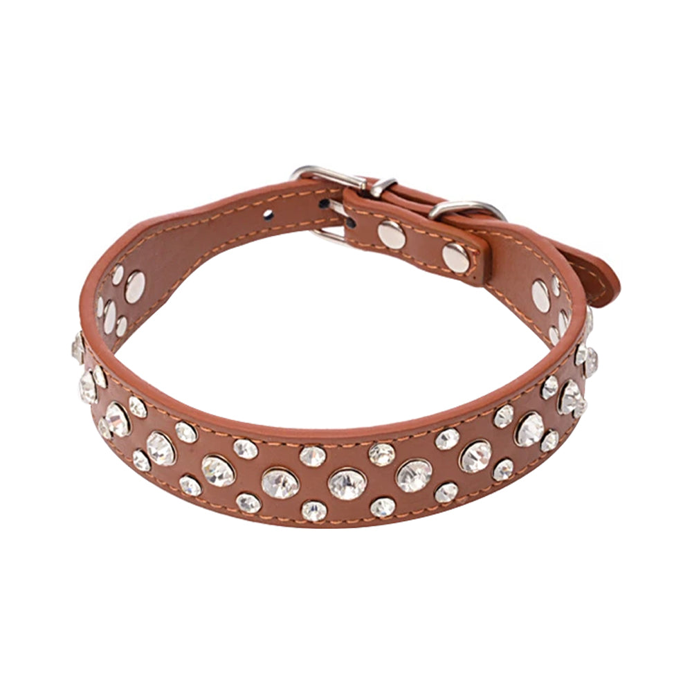 Solid Patterned Studded Pet Rhinestone Collar