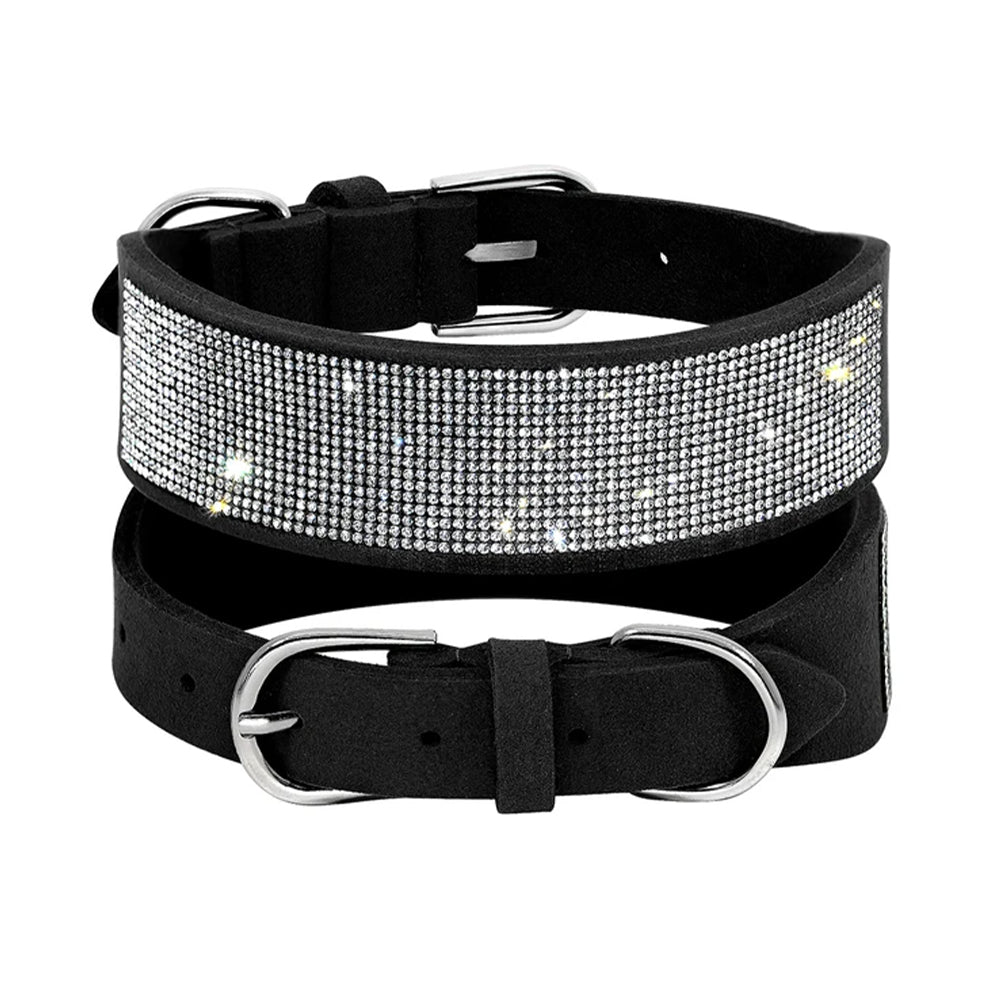 Suede Studded Soft Pet Rhinestone Collar