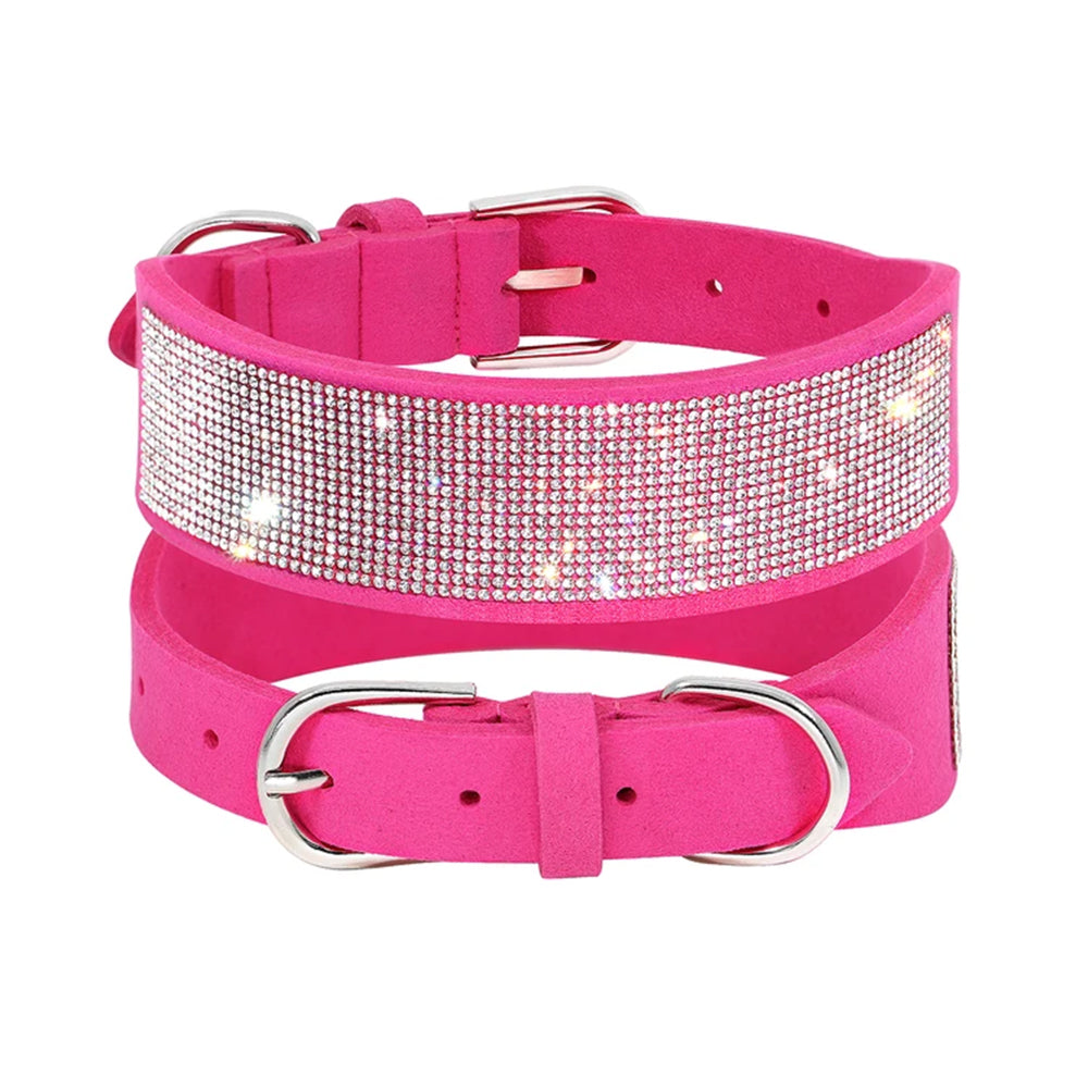 Suede Studded Soft Pet Rhinestone Collar