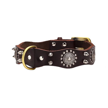 Retro Leather Studded Spike Collar