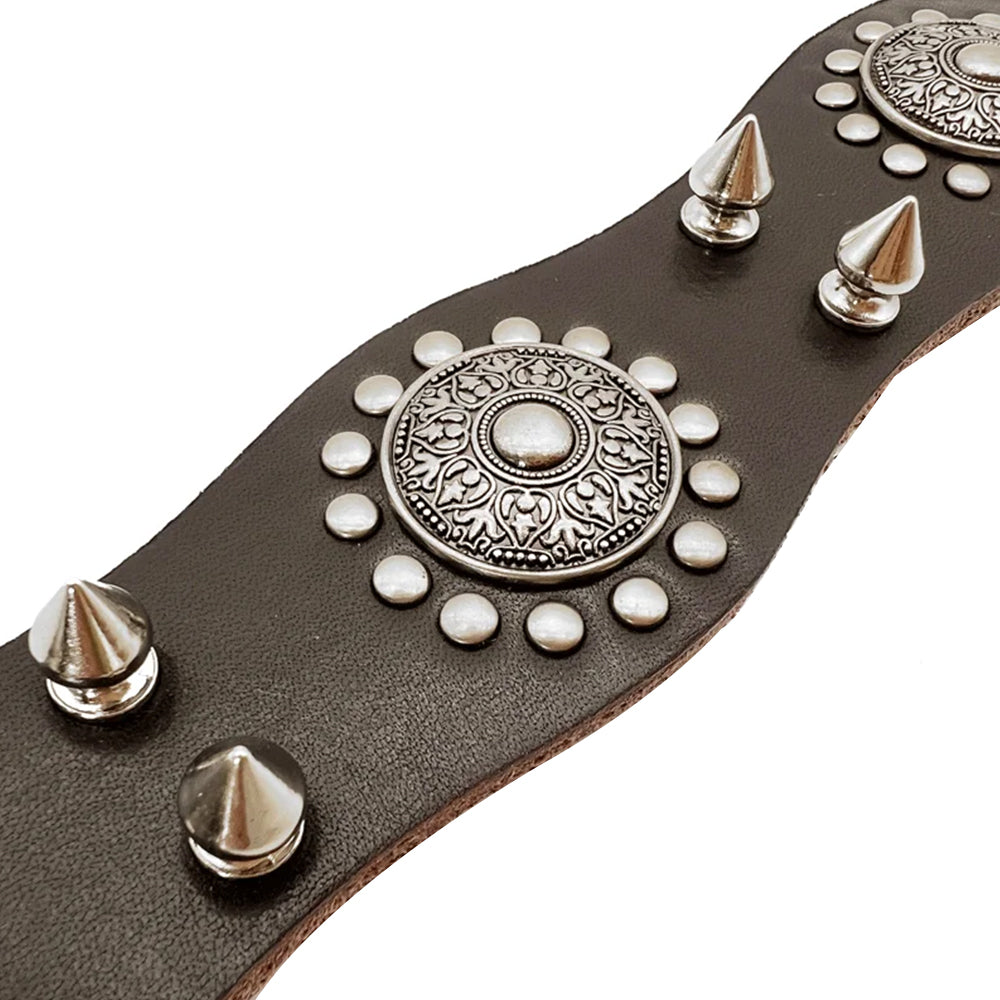 Retro Leather Studded Spike Collar