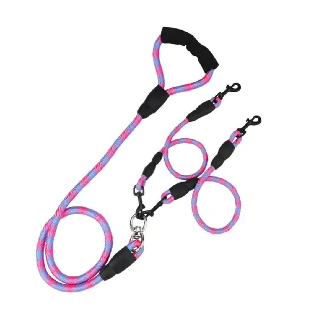 Wave Pattern Double Headed Pet Nylon Leash