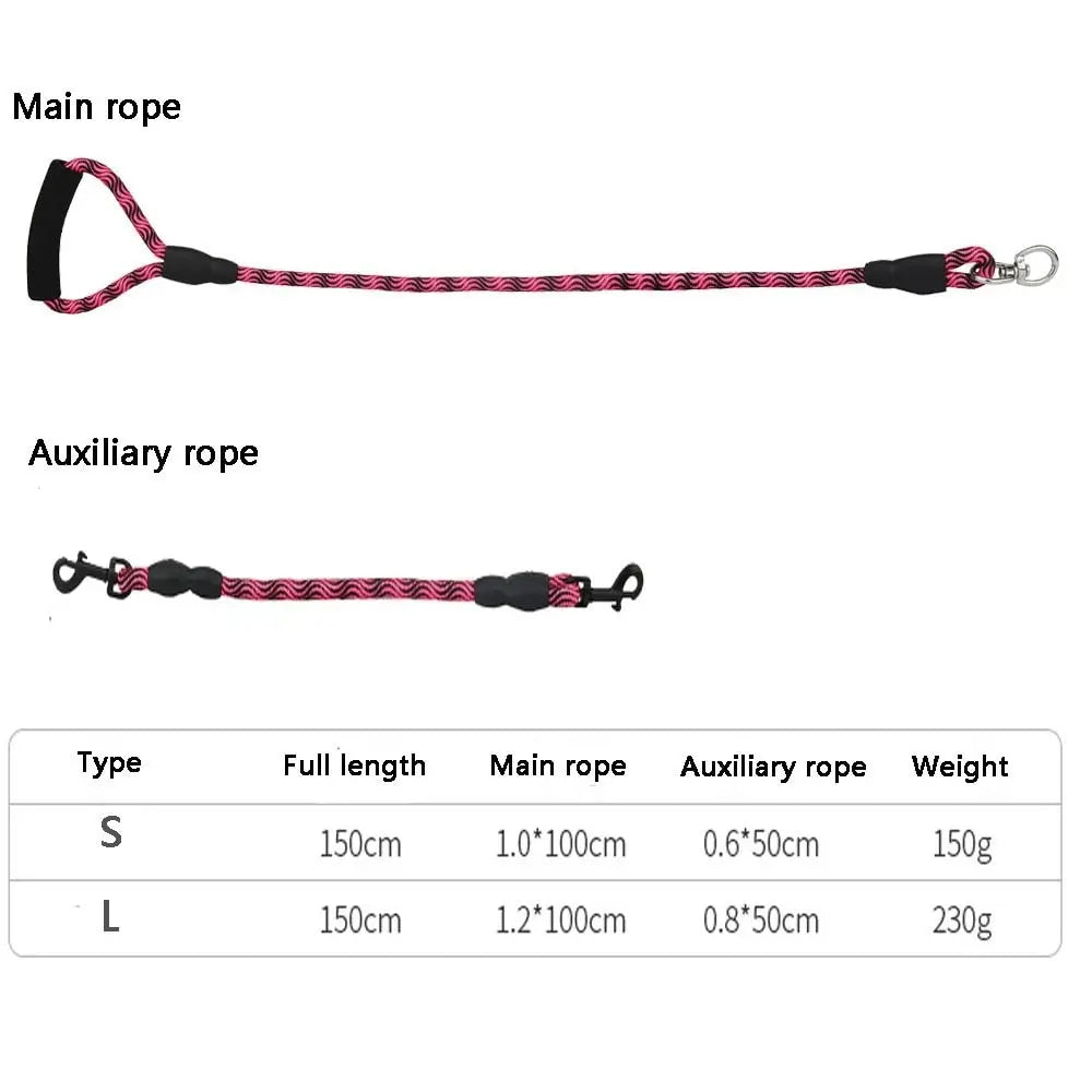 Wave Pattern Double Headed Pet Nylon Leash